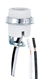 B&P Lamp® Porcelain, Threaded Candelabra Socket with Hickey, Metal Ring, and 12' Wire Leads