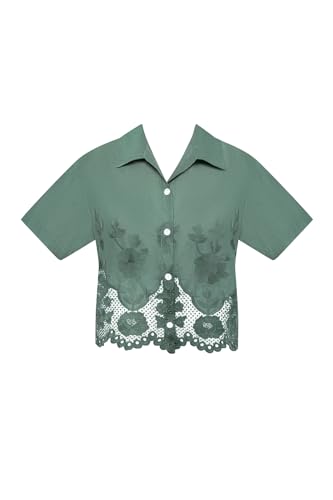 2024 Cruise Women's Swimwear Flora Beachside Broderie Cropped Shirt Swimsuit Cover Up4