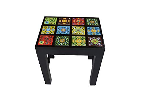 Mansi Enterprises Wooden & Ceramic Tiles Stool/Coffee Table/Nesting Table for Living Room,Office-image-46