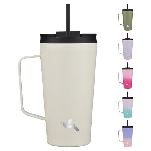Image of Konokyo 18 oz Insulated Tumbler with Handle & Straw, Stainless Steel Mug