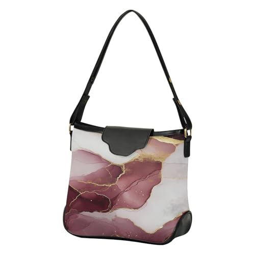 Grand sac à bandoulière chic en marbre bordeaux et blanc pour femme stylée