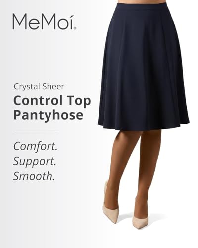 Image of MeMoi Control Top Crystal Pantyhose for Women, Breathable Sheer Tights, Control Top Sheer Stockings, Comfortable Panty Hose