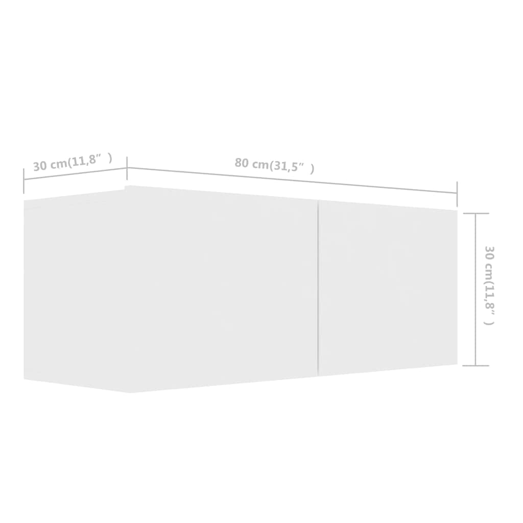 4 piezas de mueble de TV colgante blanco de madera con mucho espacio de almacenamiento, montaje en pared, ideal para almacenamiento y organización, fácil de limpiar con un paño húmedo.
