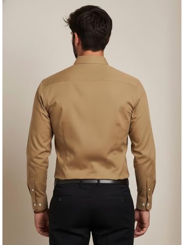 Image of Full Sleeve Black Formal Shirt for Men Cotton Regular Fit Casual - Pure Premium Branded Shirts for Men Formal Stylish Slim Plain Solid Man Wear as Office and Party