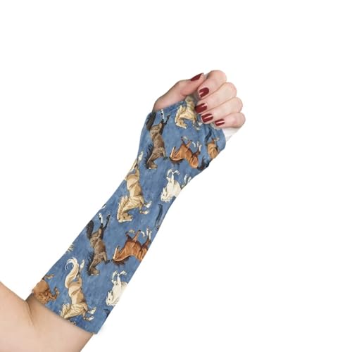 Gomyblomy Elastic Arm Cast Cover Horses Print Cast Protector Cover for Arm Cast Scratcher Bandage Protector for Women Men Cast Sleeve Arm Elbow Protection-L
