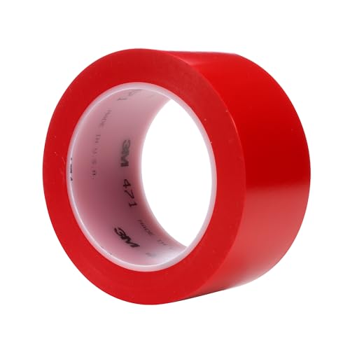 Image of 3M Vinyl Tape 471, Red, 2 in x 36 yd, 5.2 mil, 1 Roll, Red Floor Tape, Paint Alternative for Floor Marking, Social Distancing, Color Coding, Safety Marking