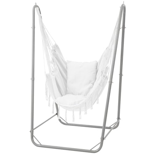 SELFLA Support de Chaise Suspendue en U pour Plusieurs hamacs, Support en Acier Robuste intérieur et extérieur, Base Stable, capacité 100 kg, Assemblage Facile, Seul Support - Gris
