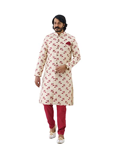Image of Mens Red Indo Western Set (X-Large, Red)