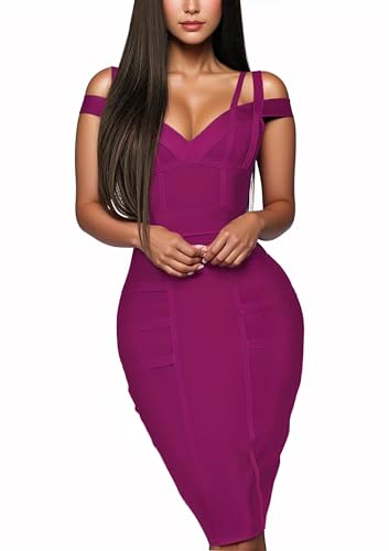 Image of Hybrid & Company Women's Elegant Bandage Dress | Stretch fabric, flattering bodycon fit, elegant silhouette, suitable for cocktail parties, events, and special occasions