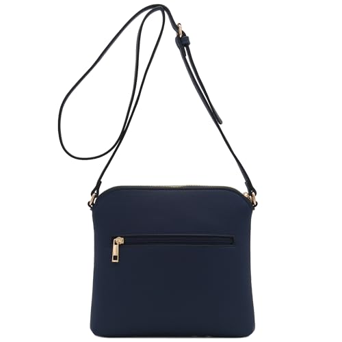 FashionPuzzle Chevron Quilted Medium Crossbody Bag with Tassel Accent (Navy)