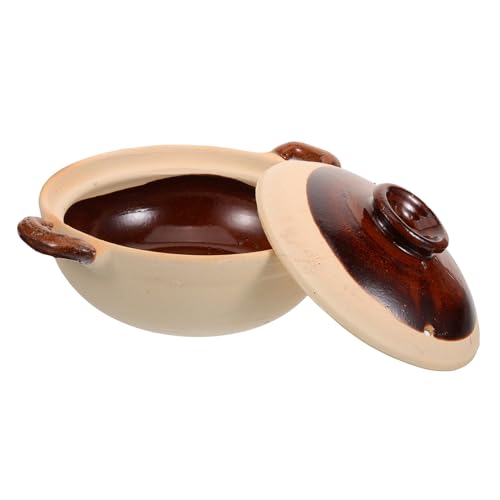Cabilock Pentola Di Terracotta Per Cucinare Brasare Zuppe Pollo Porridge Doppi Manici Argilla Resistente Al Calore Adatto Per Stufati Cottura a Bassa Temperatura