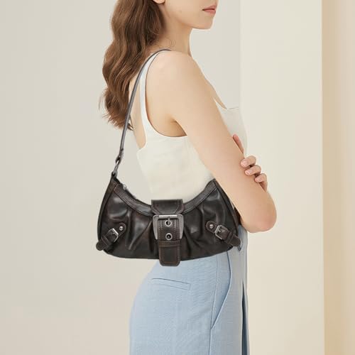 Image of Women Y2k Burgundy Crescent Moon Purse Small Hobo Bags Trendy Crossbody Bag
