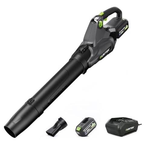 SUNTEK 40V Cordless Leaf Blower, 650CFM DIGI-Brushless Battery Powered Leaf Blower with 4.0 Ah Battery and Charger Included, Electric Blower with Integrated Screen, 3-Speed Level and IOT&APP Connected Cover