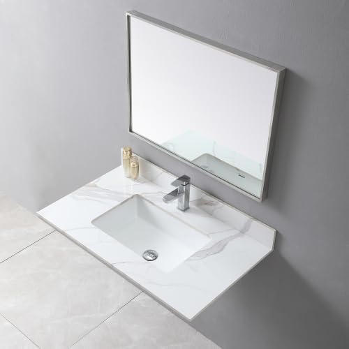 37inch bathroom vanity top stone carrara gold tops with rectangle undermount ceramic sink and single faucet hole