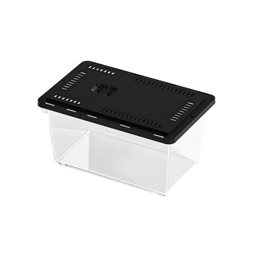 Maceteros para Pecera Tanque de peces doméstico for mascotas, tanque for tortugas, contenedor especial for exteriores, caja de alimentación doméstica con tapa deslizante Decorativo(Negro,17x11.5x10.5c