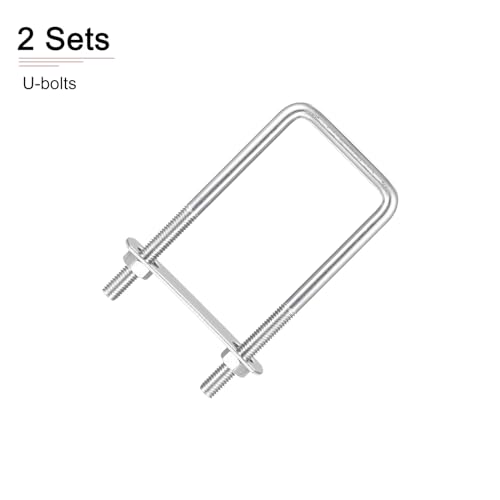 Image of DTGN M8x50x120mm(ThreadxWxL) Square U Bolt - 2Pack - Good for Trailer Pipe Replacement Parts - 304 Stainless Steel U Shape Bolts