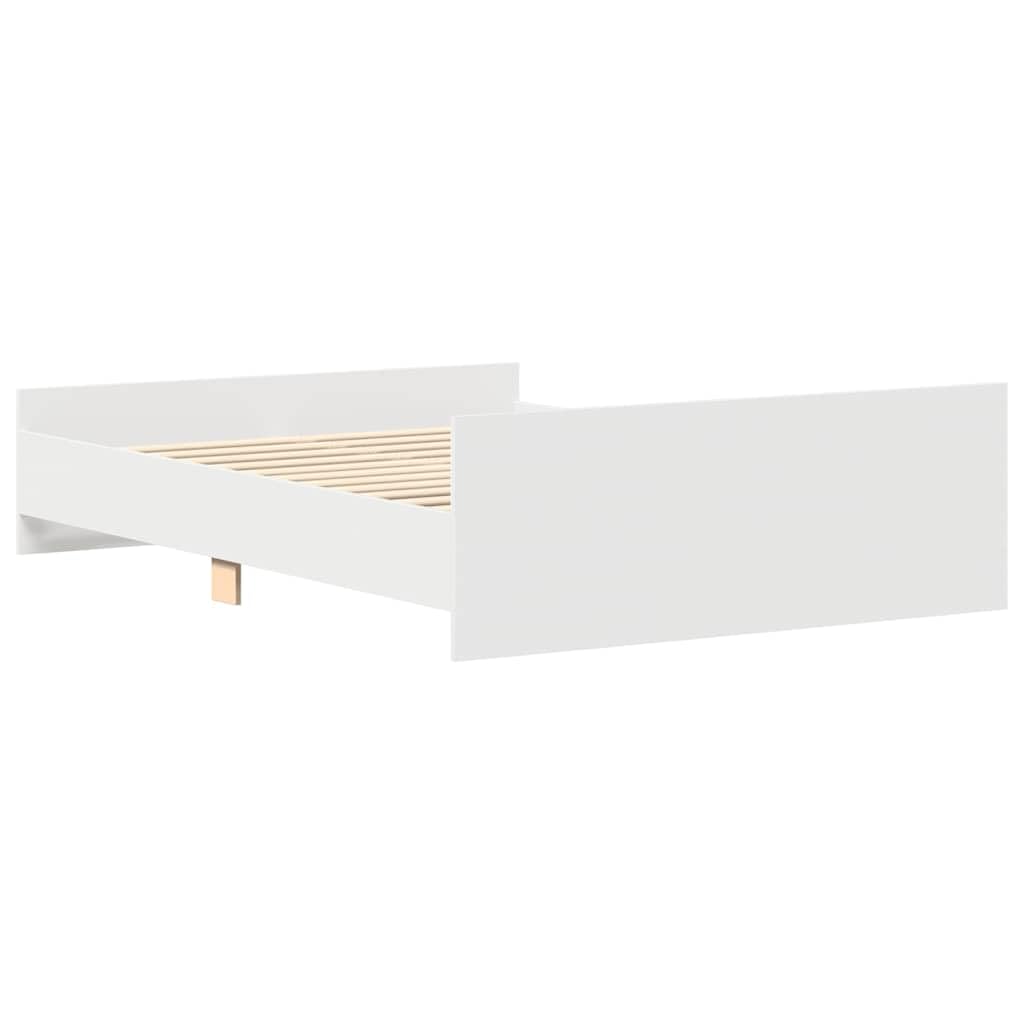 vidaXL Estructura de Cama con Cabecero Piecero, Armazón Marco de Cama, Somier de Invitados, Mueble para Dormitorio, Blanco 120x200 cm