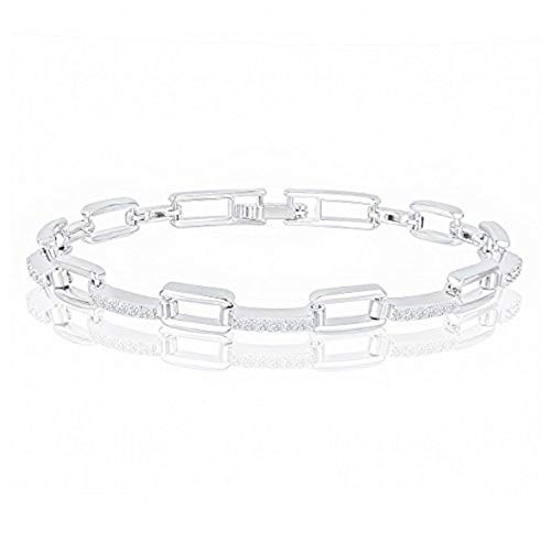 ORROUS & CO Women's 18K White Gold Plated Cubic Zirconia CZ Link Bracelet