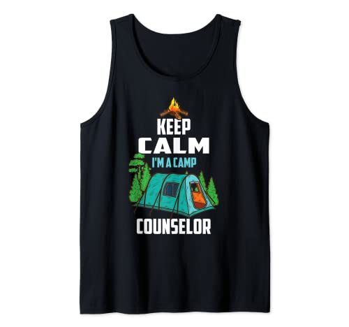 Cute Keep Calm I'm A Camp Consejero | Divertido regalo de camping Camiseta sin Mangas