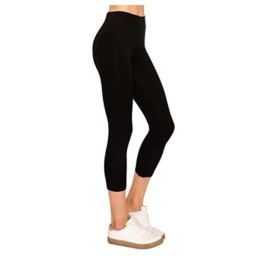 Cotton Spandex Basic Knit Jersey Capri black womens leggings Black M