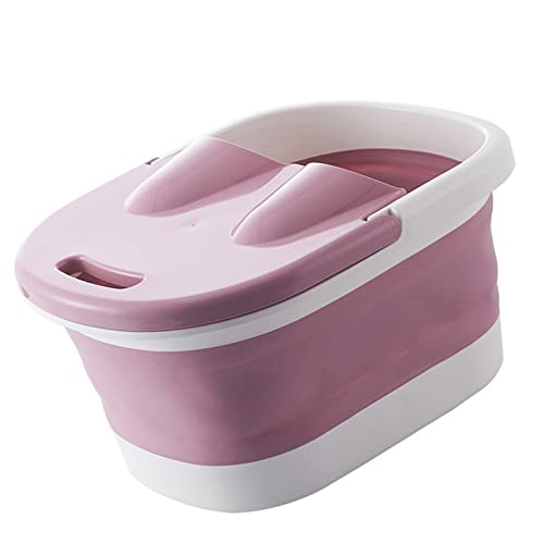 Bañera de pies plegable rosa con rodillos de masaje para spa en casa 3