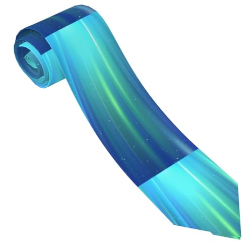 JDFHGNU Tie Men'S Fashion Silk Tie For Wedding Banquets, Groomsmen, Work, Birthday Parties,Business Formal Wear Blue Aurora Borealis Patterns, Black, One Size