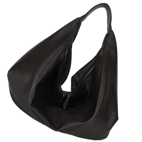 Sac à bandoulière pour femme grand format en cuir PU noir