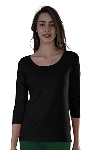 Image of A5017 Women's Scoop Neck 3 /4 Sleeve T-Shirt for Women