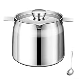 CashMuch Contenitore per alimenti in metallo da 1,5 l, per lardo e olio, contenitore in acciaio inossidabile 304 per dispensa, chicchi di caffè, cereali