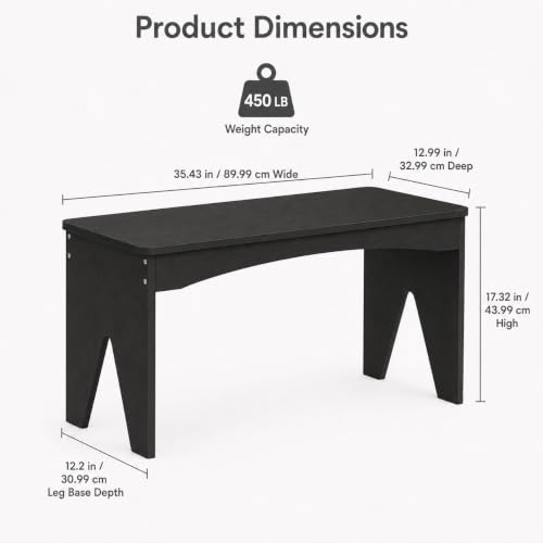 Image of APRTAT Bamboo 35.4 inch Dining Room Bench, Long Indoor Shoe Bench Seat, Black | 450LBS Weight Capacity, 2-Person Seat, Rounded Safety Corners, Multi-Scene Use, Easy Assembly