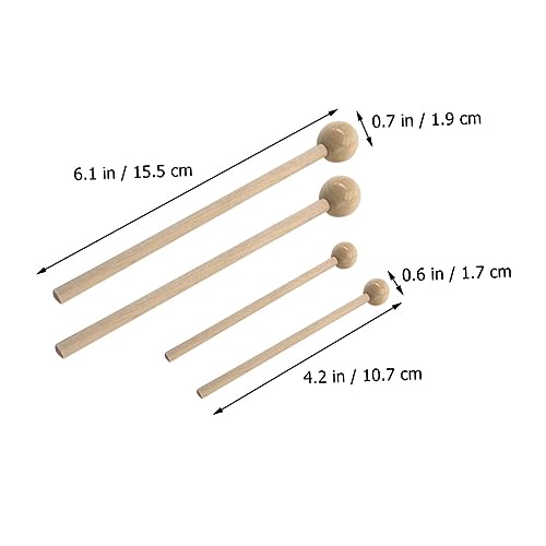 Mikinona 2 pares de baquetas de madera con mango redondo para instrumentos de percusión, agarre cómodo para práctica diaria miniatura 2