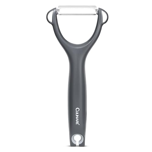 Culinare Pelador De Seguridad Dentado, Gris, Plástico/acero Inoxidable, En Forma De Y Para Máximo Control Y Comodidad, Pelador Manual De Tomate/Kiwi