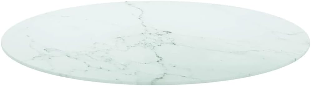 Round White Tempered Glass Table Top 31.5 Inch Diameter with Elegant Marble Design Durable for Indoor Outdoor Patio Dining Coffee and Side Table Use