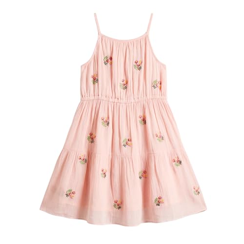 Image of Kids Girls Printed Embroidered Fusion Dress | Handmade Crafted Designer Ethnic Wear | 100% Cotton