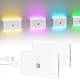 TechVizrs RGB Nachtlicht mit Bewegungsmelder, Wiederaufladbares LED Nachtlicht Dimmbare Mini Treppe Lichter Flur Licht für Treppe, Schlafzimmer, Flur, Toilette, Küche (2 Stück)