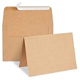 Best Paper Greetings Blank A7 Kraft Brown Paper & Envelopes for Card Making - 5 x 7 In & 5.25 x 7.25 In, 50 Pack, Brown - Bulk Blank Notecards with Envelopes for Invitations & Thank You Notes