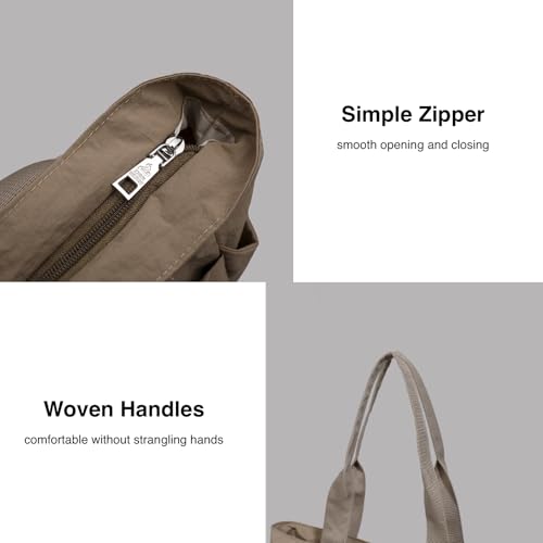 Bolso Tote de Nylon para Mujer con Cierre y Correa de Hombro miniatura 4