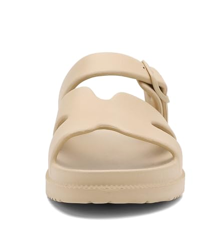 Image of Haifago Women's Flat Sandals with Arch Support, Summer Beach Slip on Slides Comfort Lightweight H-Strap Sandal Adjustable Buckle