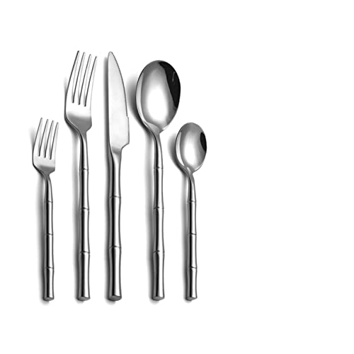 JZWCHQ Conjunto de Cubiertos de diseño de Creatividad de 20pcs Cuchada de bistec de Acero Inoxidable y Juego de vajillas de vajilla de Oro (Color: 20pcs de Plata) (Plata de 20pcs)