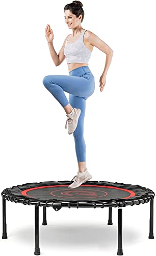 Pelpo 40" Folding Trampoline For Adults, Safe Exercise Trampoline With Silent Bungee Cord, Fitness And Weight Loss Trampoline, Indoor Mini Trampoline For Bounce Workout, Thin Black #TOP27