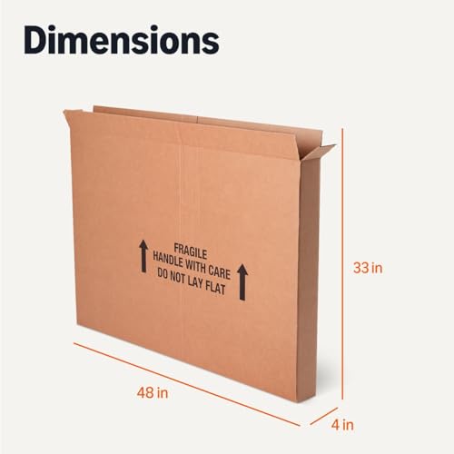 Image of Amazon Basics TV Moving Box for 50-inch TV, Picture and Mirror, Heavy Duty Shipping Container, 48 x 4 x 33 inches, 3 Pack