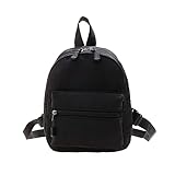LAKEDREAM Casual Nylon Women Mini Backpack Fashion Solid Color Preppy Style Female Small Travel Knapsack Rucksacks (Style A Black)