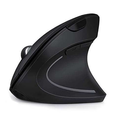 Vertikale Kabellose Maus, Wiederaufladbare 2.4Ghz Ergonomische Maus mit Leisen Design, Funkmaus mit Einstellbaren DPI 800/1200/1600 für