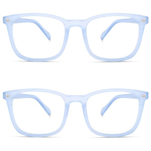 Image of Blue Light Blocking Computer Glasses for Men & Women, Square TR90 Lightweight Eyeglasses Frame, Anti Eye Strain UV Protection, Clear Lens for Gaming Office Reading