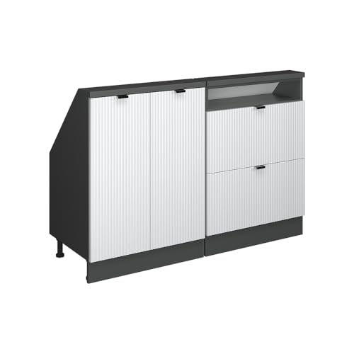 Vicco Conjunto de armarios para Techo Inclinado, Ondulación Blanca, 120 cm Lote de 2