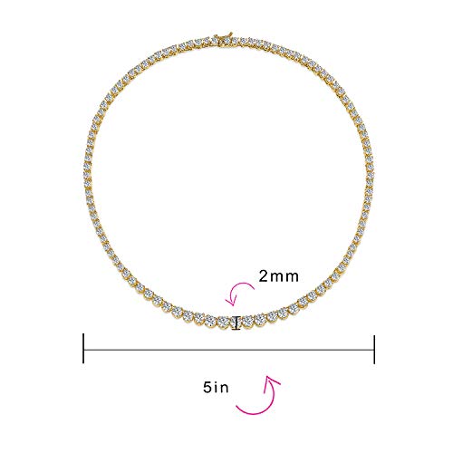 Classic Traditional Bridal Cubic Zirconia Graduated AAA CZ Square Cut Channel Set Or Round Prong Bezel Set Statement Tennis Necklace Collar For Women Wedding Prom Silver, Rose 14K Gold Plated4