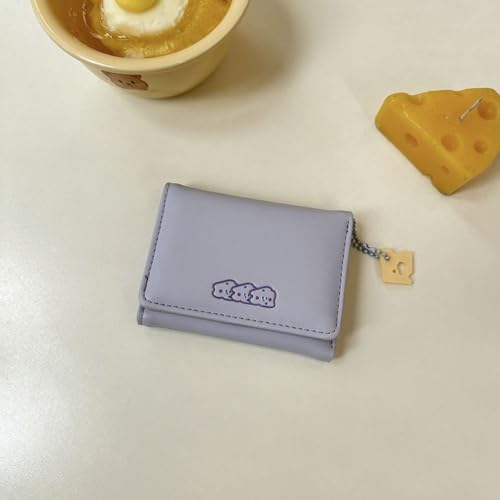 Card Holder PU Cute Large Capacity Wallet Portable with Pendant Women Wallets Women(Purple)