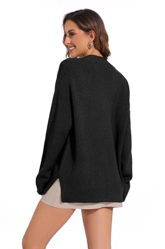 Women's V Neck Oversized Sweaters for Women Off Shoulder Loose Knit Jumper Pullover Tops4
