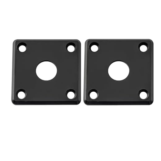 Musiclily Pro Curvada Placa de Jack Cuadrada de Plástico Jack Plate 10mm Agujero para Guitarra Eléctrica Epiphone LP SG Style, Negro (Set de 2)