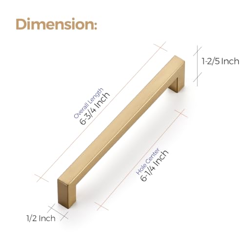 Image of Ravinte Champagne Bronze Cabinet Handles Square Pulls 6-1 /4 Inch 5 Pack | Stainless Steel, Square Bar Grip, Drawer Pulls, Kitchen Cabinet Hardware, For Cupboards, Drawers, Dressers, Cabinets